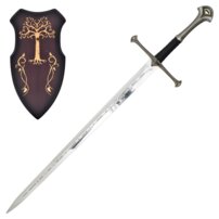 Aragornov meč "ANDURIL - SWORD OF KING" plameň západu - replika s plaketou