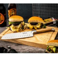 Santoku nôž Luxury Line s doskou na krájanie - olivové drevo