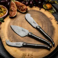 Sada nožov na syr Premium Line - 3 kusy - čierna Stonewash