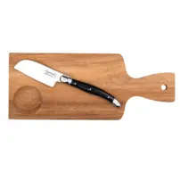 Nôž na syr Santoku Premium Line so servírovacou doskou - Acasia - čierny