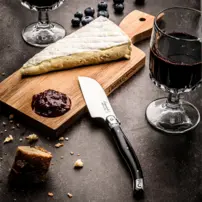 Nôž na syr Santoku Premium Line so servírovacou doskou - Acasia - čierny