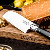 Nôž na syr Santoku Premium Line so servírovacou doskou - Acasia - čierny