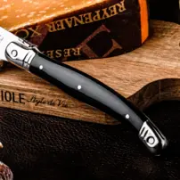 Nôž na syr Santoku Premium Line so servírovacou doskou - Acasia - čierny