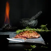 Steakové nože Innovation Line s hladkou čepeľou - sada 6 kusov - sivé drevo Pakka