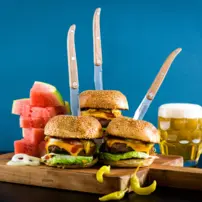 Steakové nože Innovation Line s hladkou čepeľou - sada 6 kusov - dubové drevo