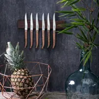 Steakové nože Innovation Line so zúbkovanou čepeľou - sada 6 kusov - dubové drevo