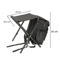 Cestovná rybárska stolička - batoh do 80kg, čierna