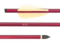 Šíp - kuša, dural 16", umelé letky HalfMoon červený